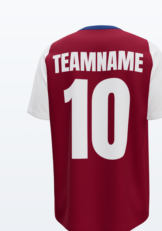 Fußballtrikot Bordeaux/Weiß – individuell bedrucken