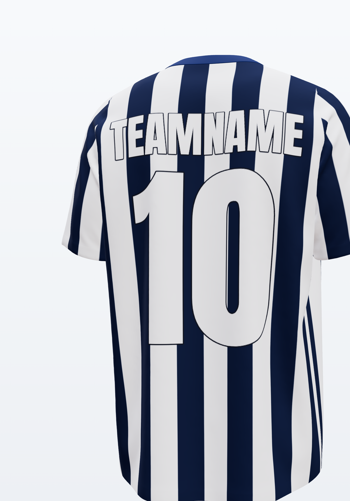 Fußballtrikot Streifen Marine/Weiß – individuell bedrucken